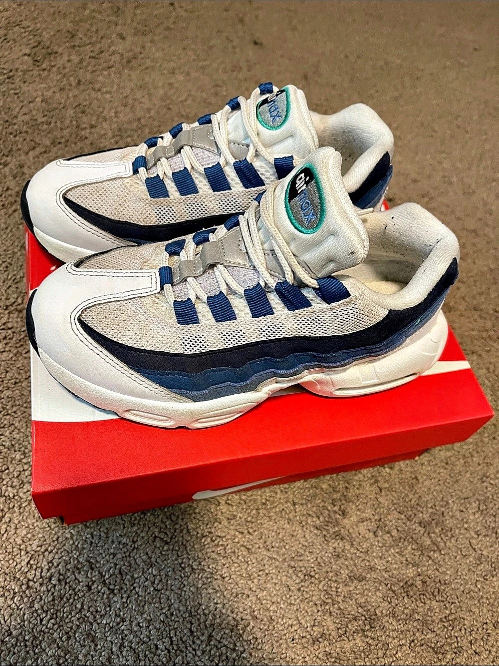 Nike Air Max 95 PRM LeBron XXII PS Kids Sneakers White & Blue Boys 3Y